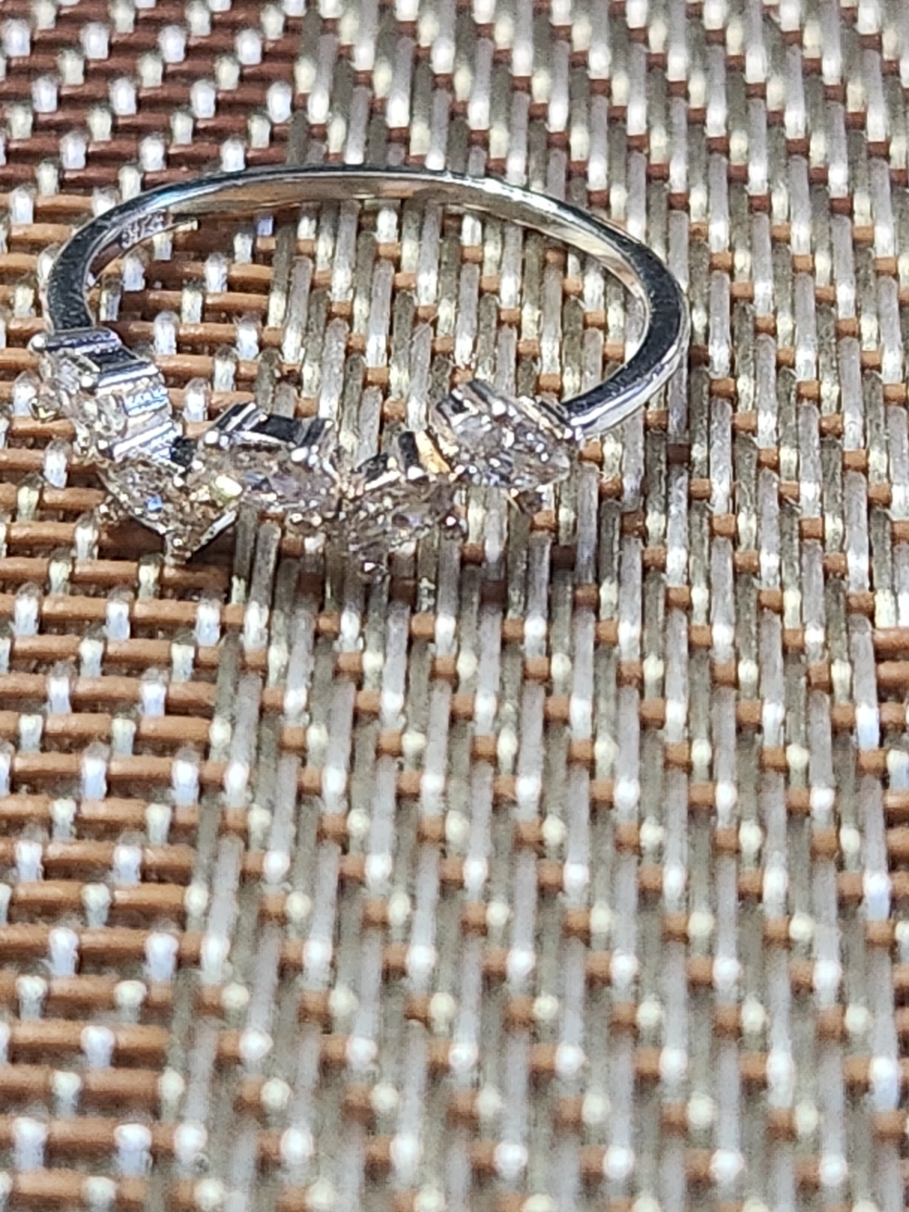 Silver Tone Cubic Zirconia Marquise & Round Stack Ring - Silver